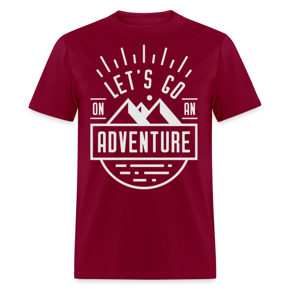 Unisex Classic T-Shirt LET'S GO ON AN ADVENTURE - burgundy