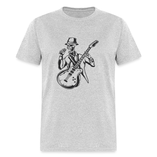 Unisex Classic T-Shirt SKELETON GUITAR PLAYER - heather gray