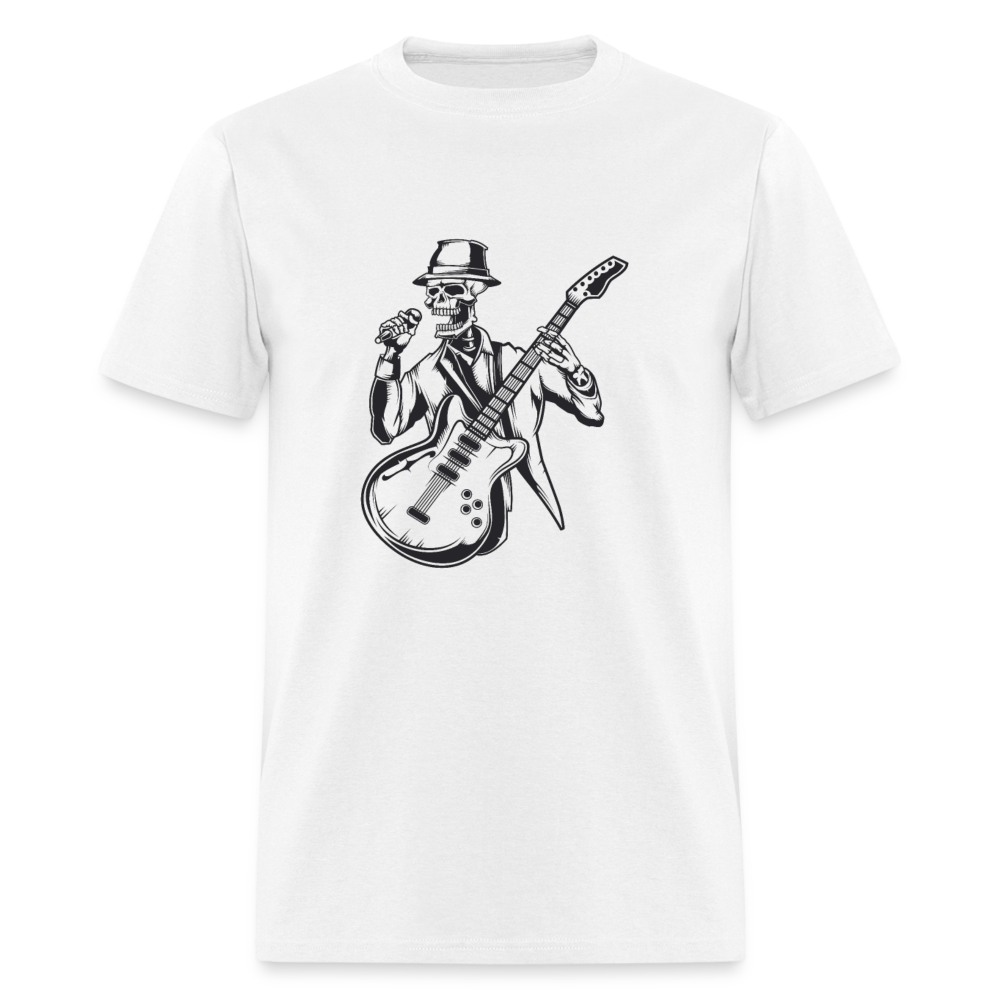 Unisex Classic T-Shirt SKELETON GUITAR PLAYER - white