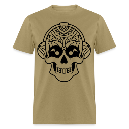 Unisex Classic T-Shirt SKULL WITH HEADPHONE - khaki