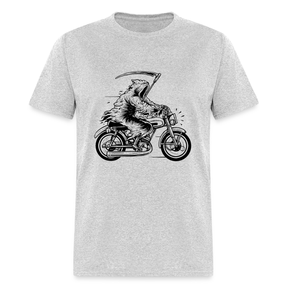 Unisex Classic T-Shirt THE LAY MAN ON A MOTORCYCLE - heather gray