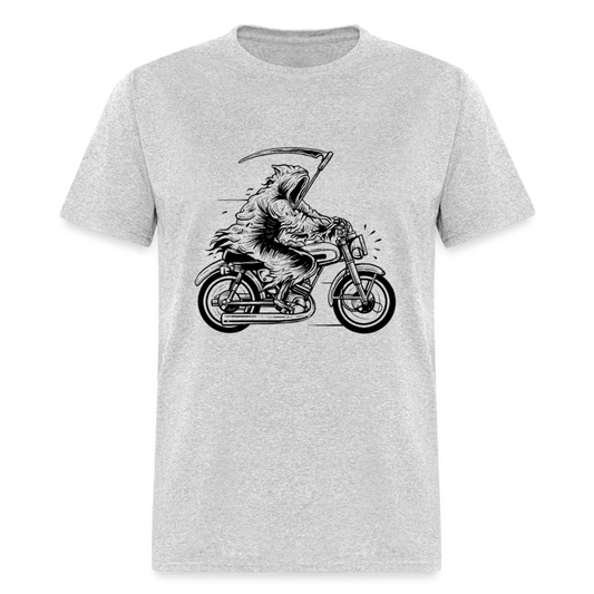 Unisex Classic T-Shirt THE LAY MAN ON A MOTORCYCLE - heather gray