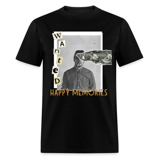 Unisex Classic T-Shirt WANTED, HAPPY MEMORIES - black