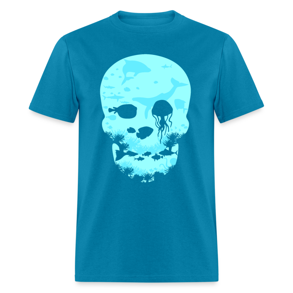 Unisex Classic T-Shirt WATER POLLUTION SKULL - turquoise