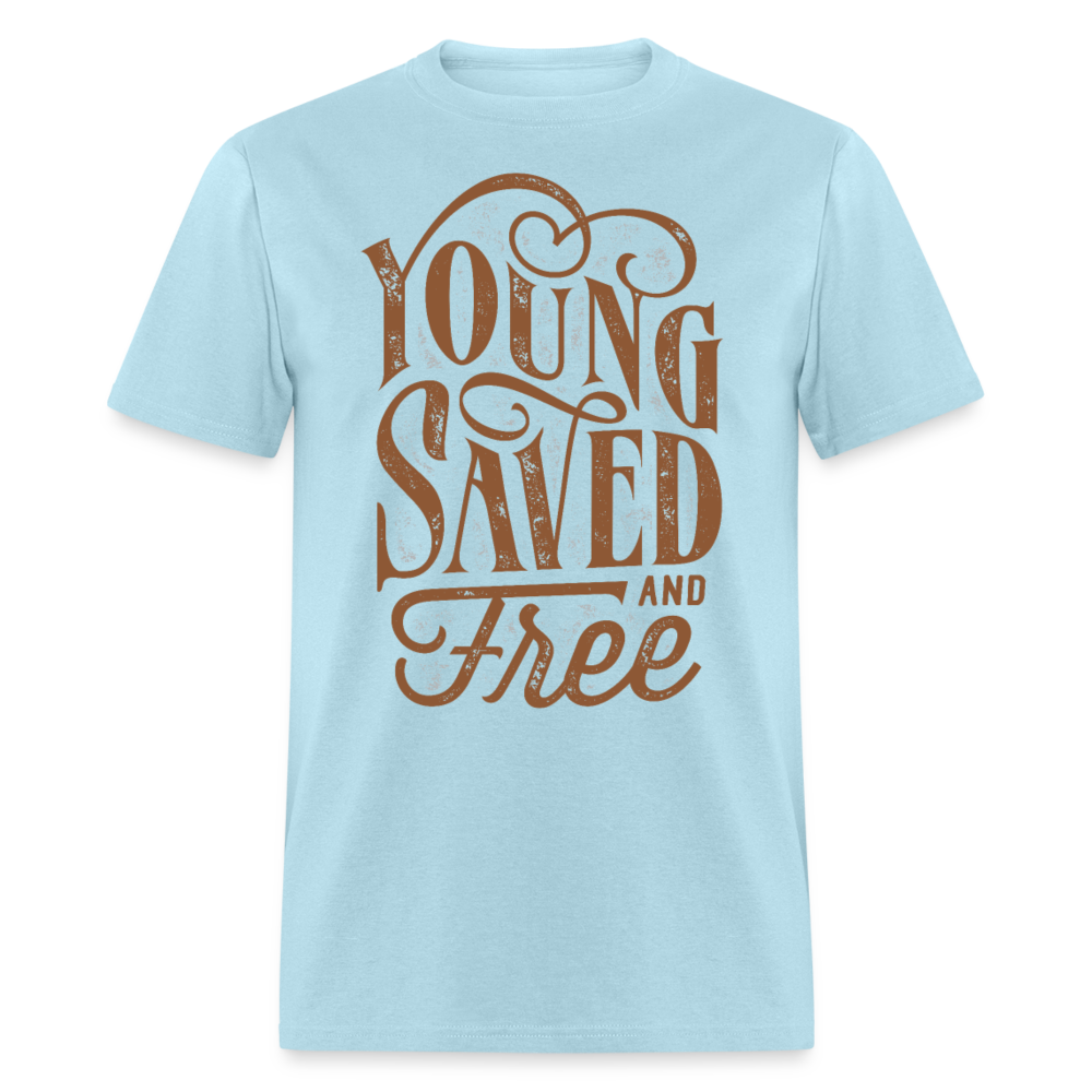 Unisex Classic T-Shirt YOUNG SAVED AND FREE - powder blue