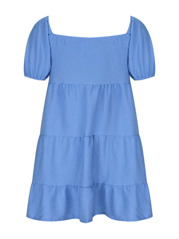 Versatile strappy V-neck short-sleeved dress