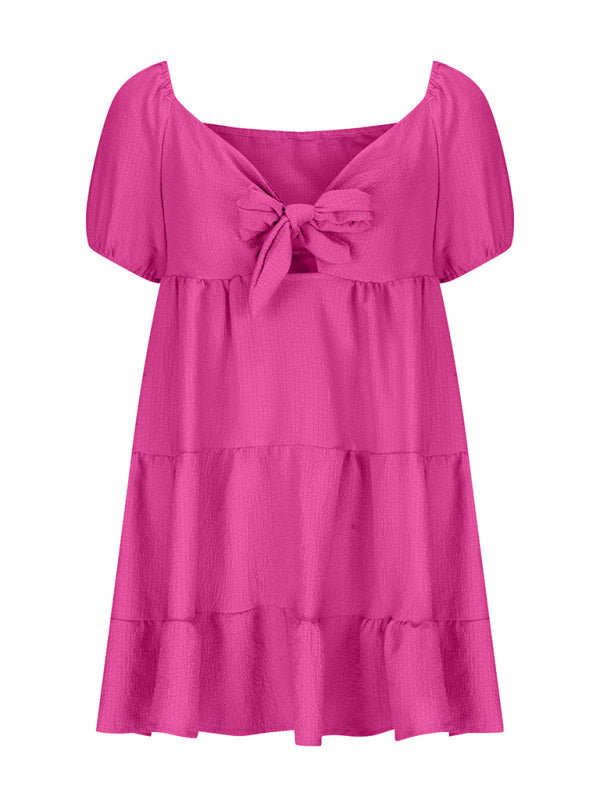 Versatile strappy V-neck short-sleeved dress