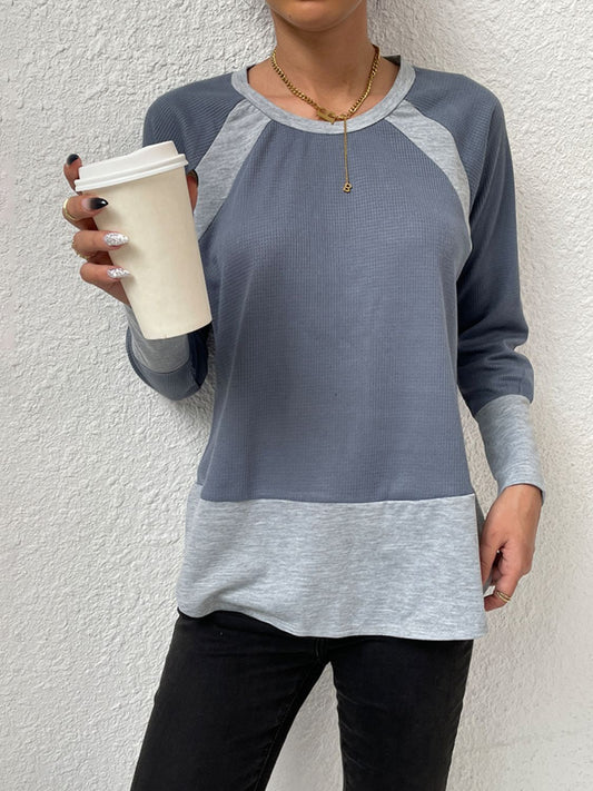 Waffle-knit Round Neck Raglan Sleeve Tee Print on any thing USA/STOD clothes