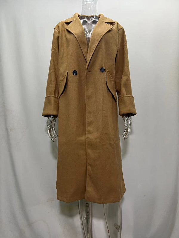 women's oversize loose suit collar woolen coat coat Print on any thing USA/STOD clothes