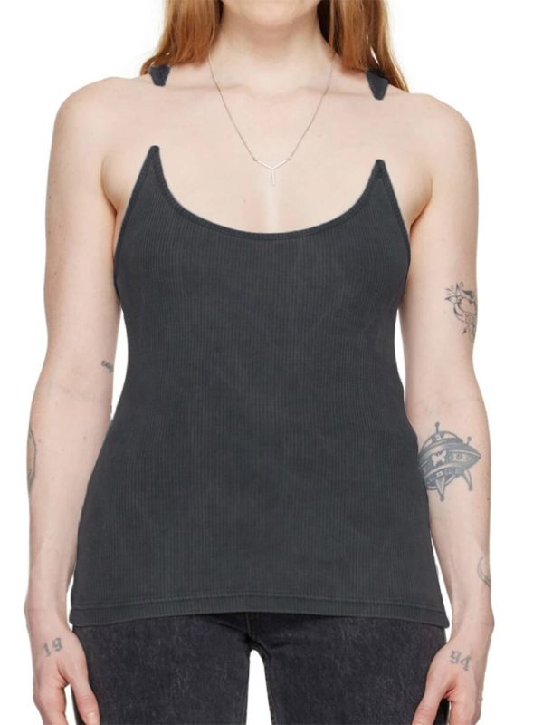 Women’s Camisole with Padded Ribbed Knit Top - Grey