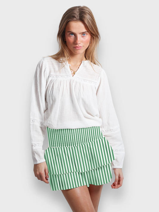 Women’s casual cake striped print short skirt - Green / S