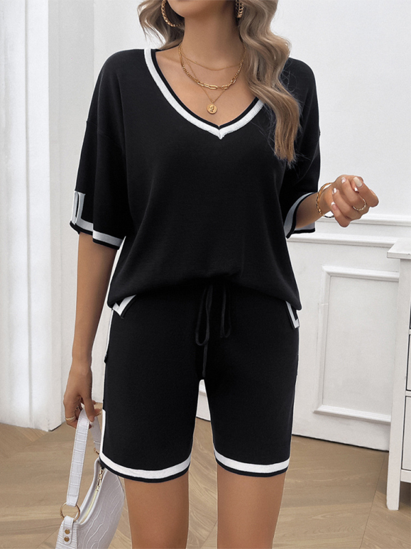 Women’s casual loose v-neck sweater two-piece set