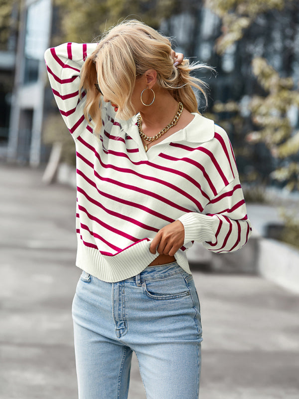 Women’s casual stripe soft and comfortable warm top - Top