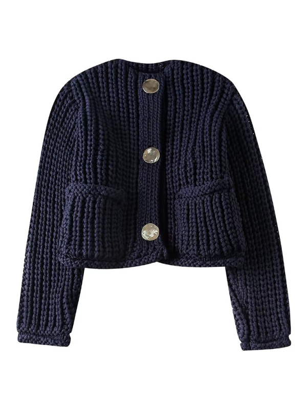 Women’s Chunky Needle Long Sleeve Knitted Jacket