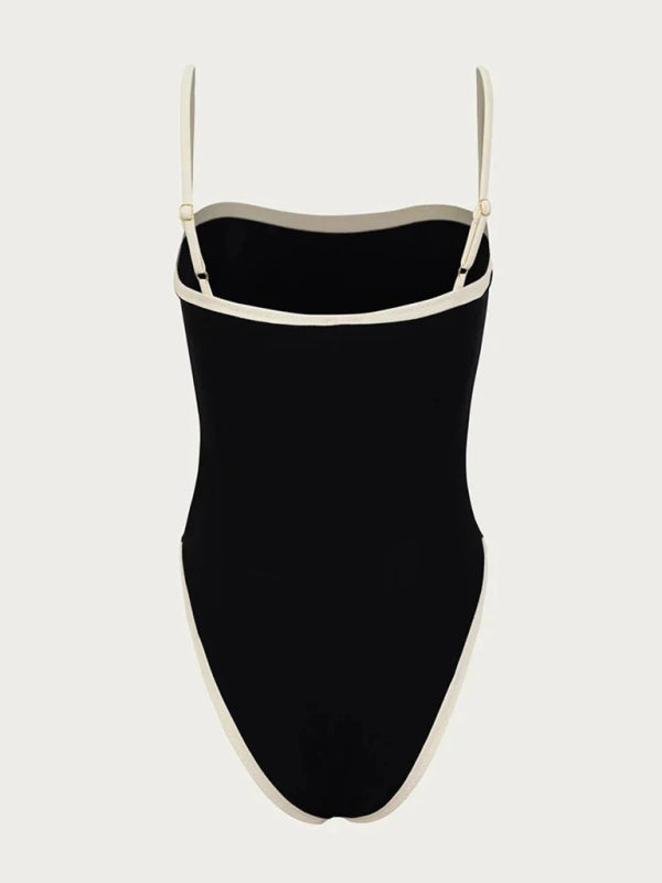 Women’s Contrast Color Spliced One-piece Swimsuit