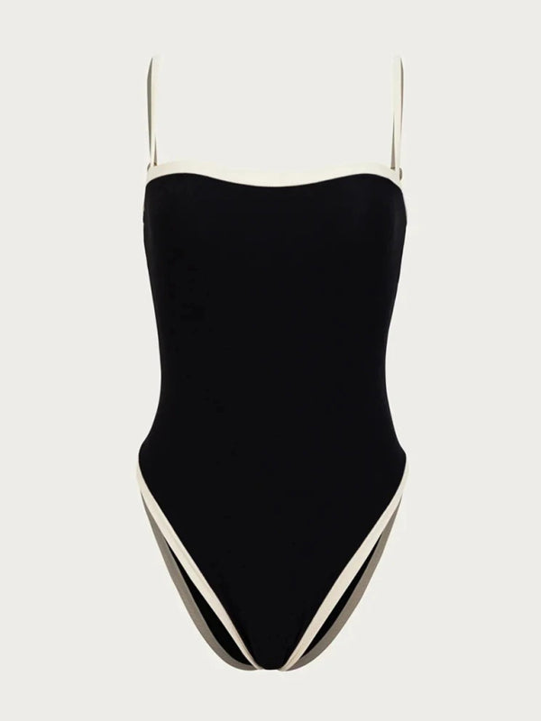 Women’s Contrast Color Spliced One-piece Swimsuit