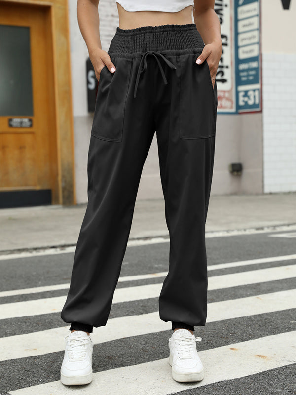 Women’s Elastic Bound High Waist Casual Pants - Black / S