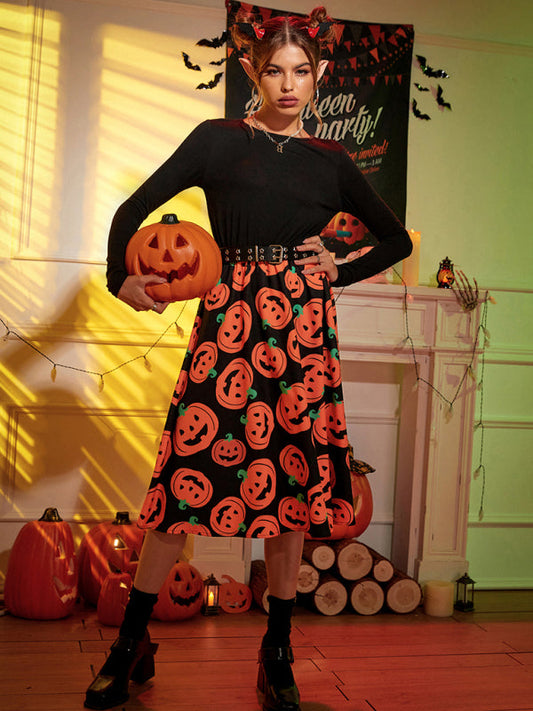 Women’s Halloween print swing dress - Black / S