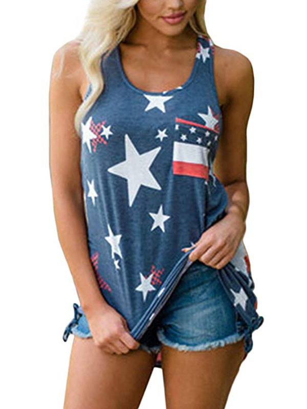 Women’s Independence Day Flag Print Loose Casual Tank Top