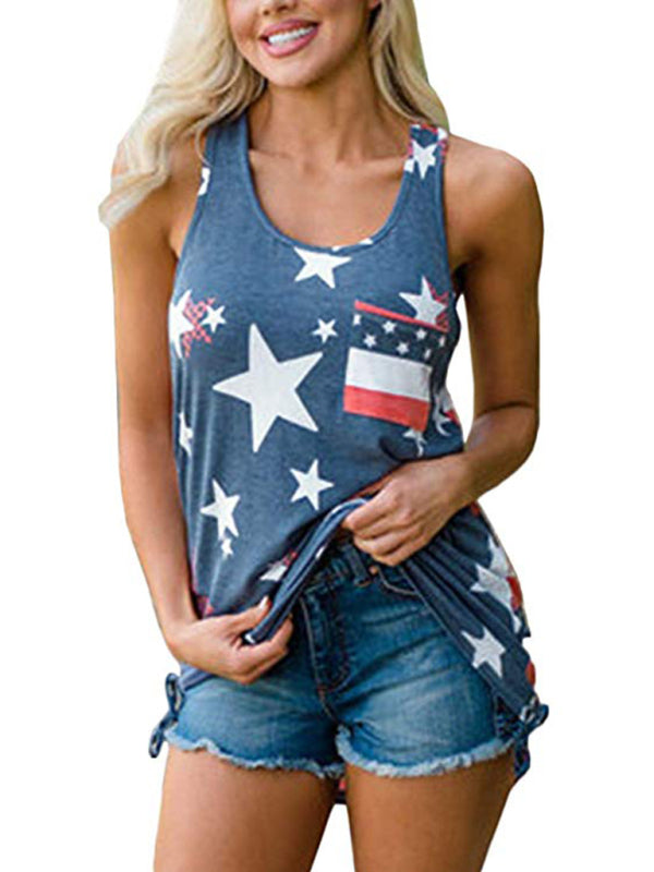 Women’s Independence Day Flag Print Loose Casual Tank Top