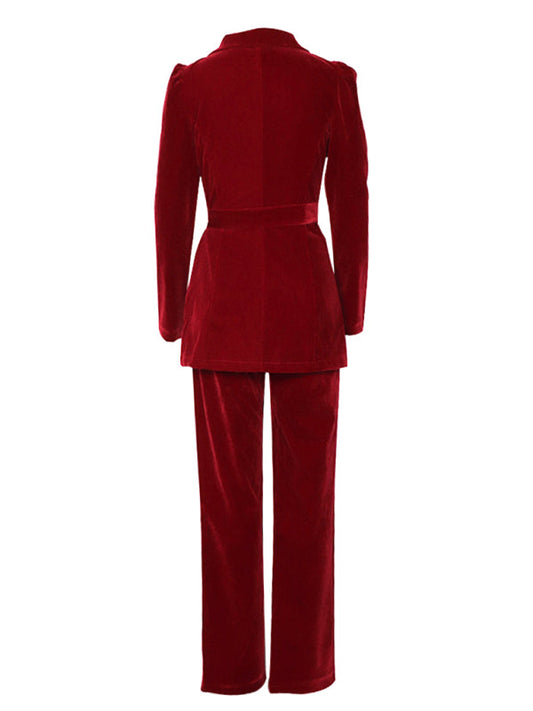 Women’s lapel two piece suit - Red / S