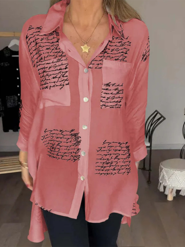 Women’s Letter Printed Shirt - Rose / S