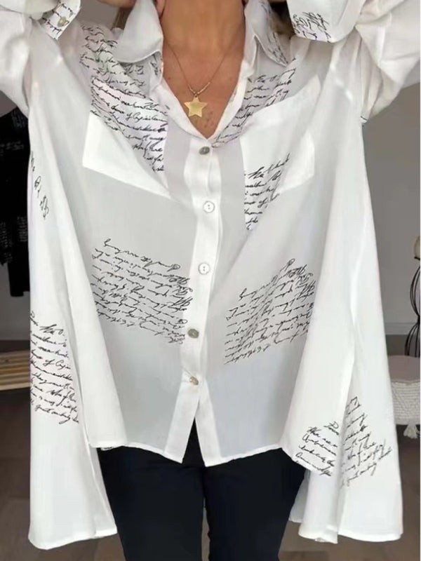 Women’s Letter Printed Shirt - White / S