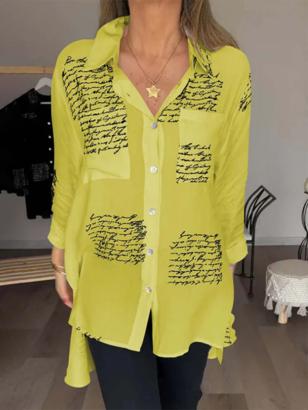 Women’s Letter Printed Shirt - Yellow / S