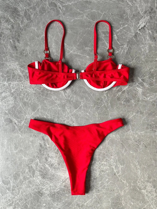 Women’s Low Waist Solid Color Bikini Set