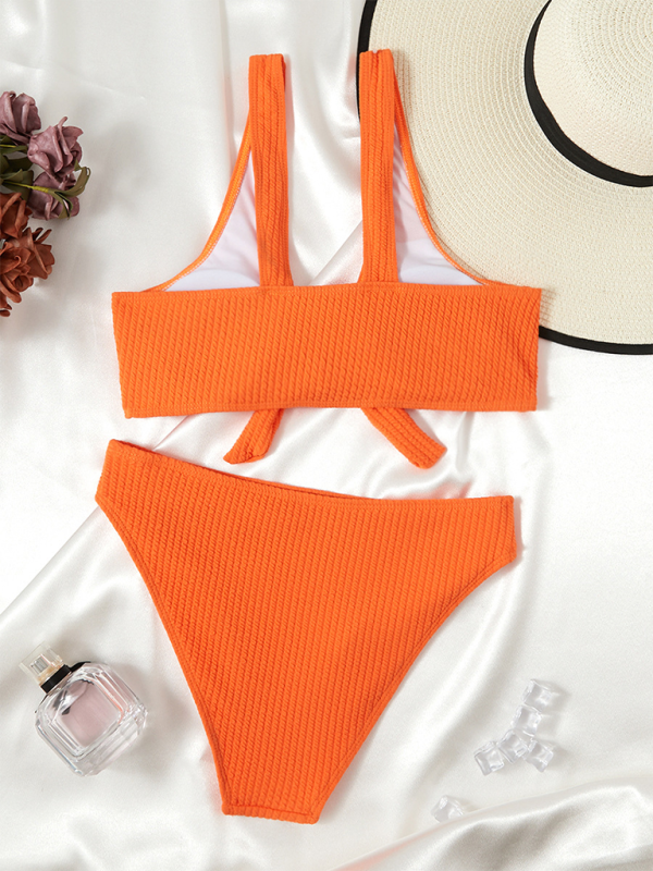 Women’s Pierced Solid Color Hollow Bikini