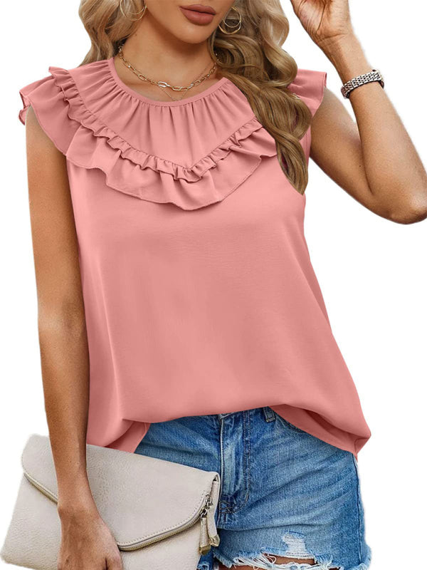 Women’s Pleated Sleeveless Tank Top - Pink / S