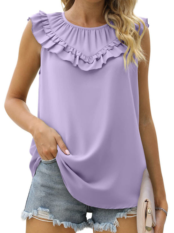 Women’s Pleated Sleeveless Tank Top - Purple / S