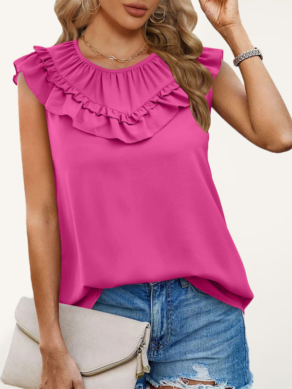 Women’s Pleated Sleeveless Tank Top - Rose / S