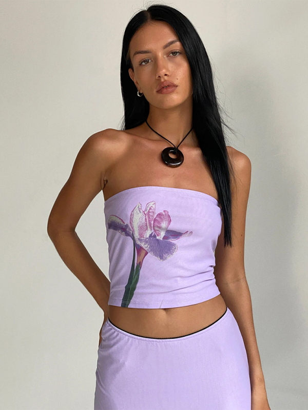 Women’s printed tube top - Lavender / S