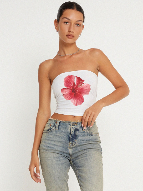 Women’s printed tube top - Red / S