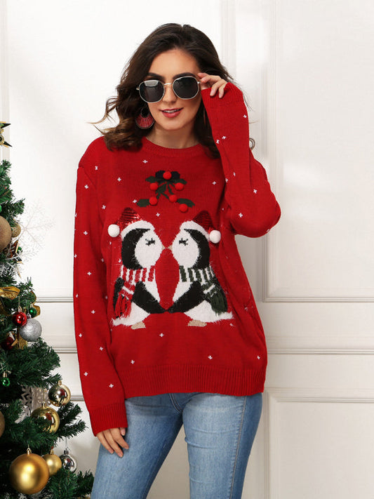 Women’s pullover Christmas knitted long sleeve sweater