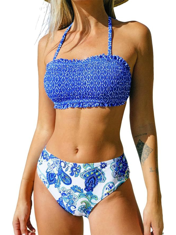 Women’s resort beach suspender floral bikini