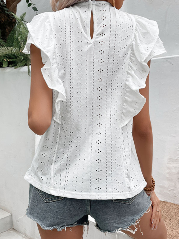 Women’s Ruffled White Casual Shirt