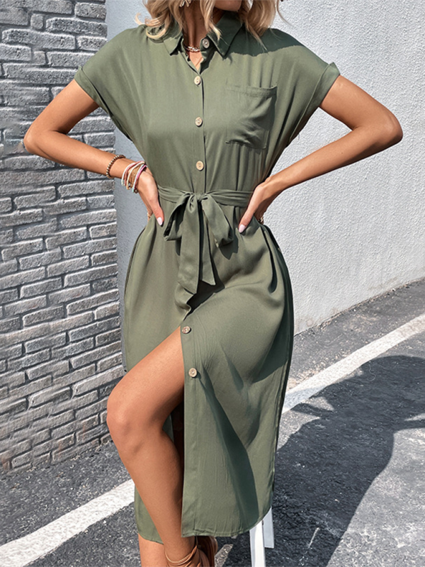 Women’s slit solid color dress