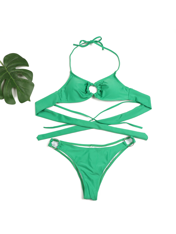 Women’s Solid Color Gathered Bikini