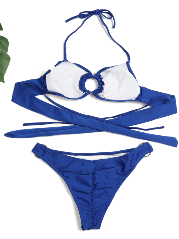 Women’s Solid Color Gathered Bikini