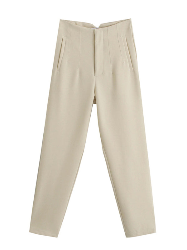 Women’s Solid Color High Waist Trousers