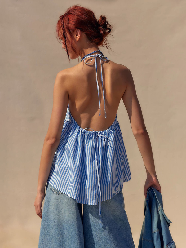 Women’s striped strappy backless top