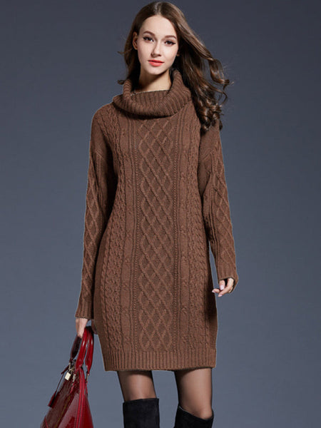 Women’s turtleneck long sleeve loose sweater dress