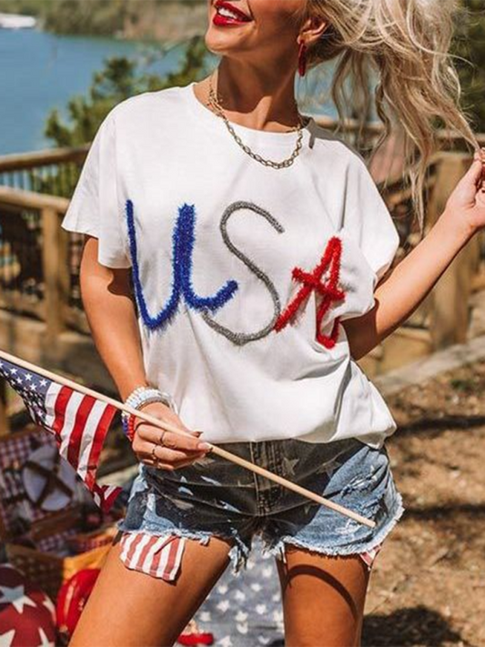 Women’s USA Independence Day White T-Shirt - White / S