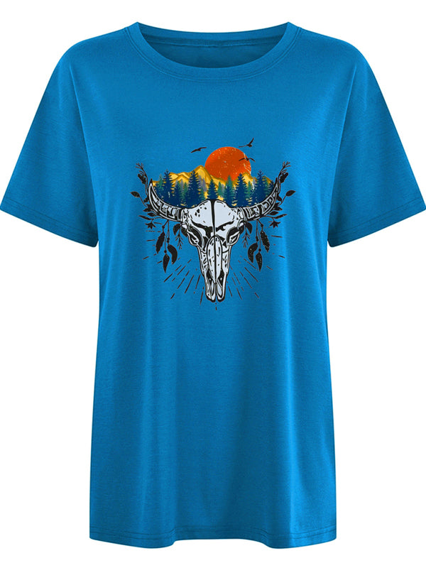 Women’s Western Bullhead Print Short Sleeve T-Shirt