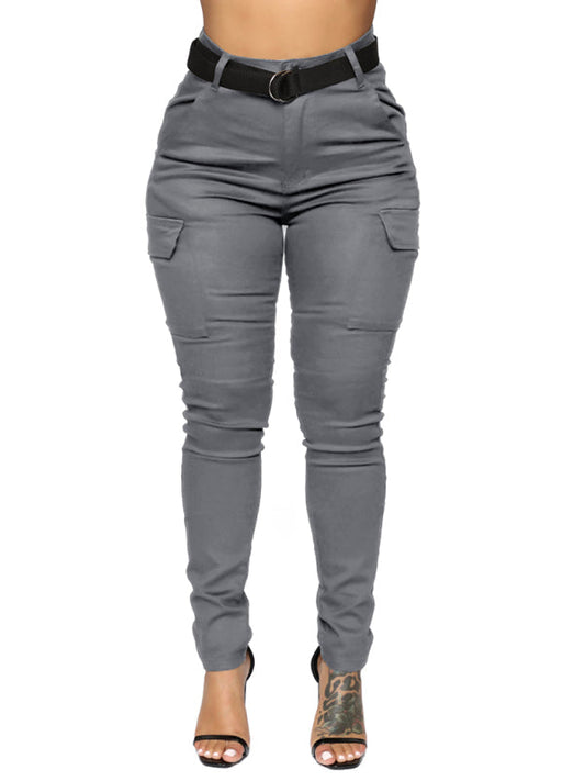 Workwear Stretch Pants with Belt - Grey / S