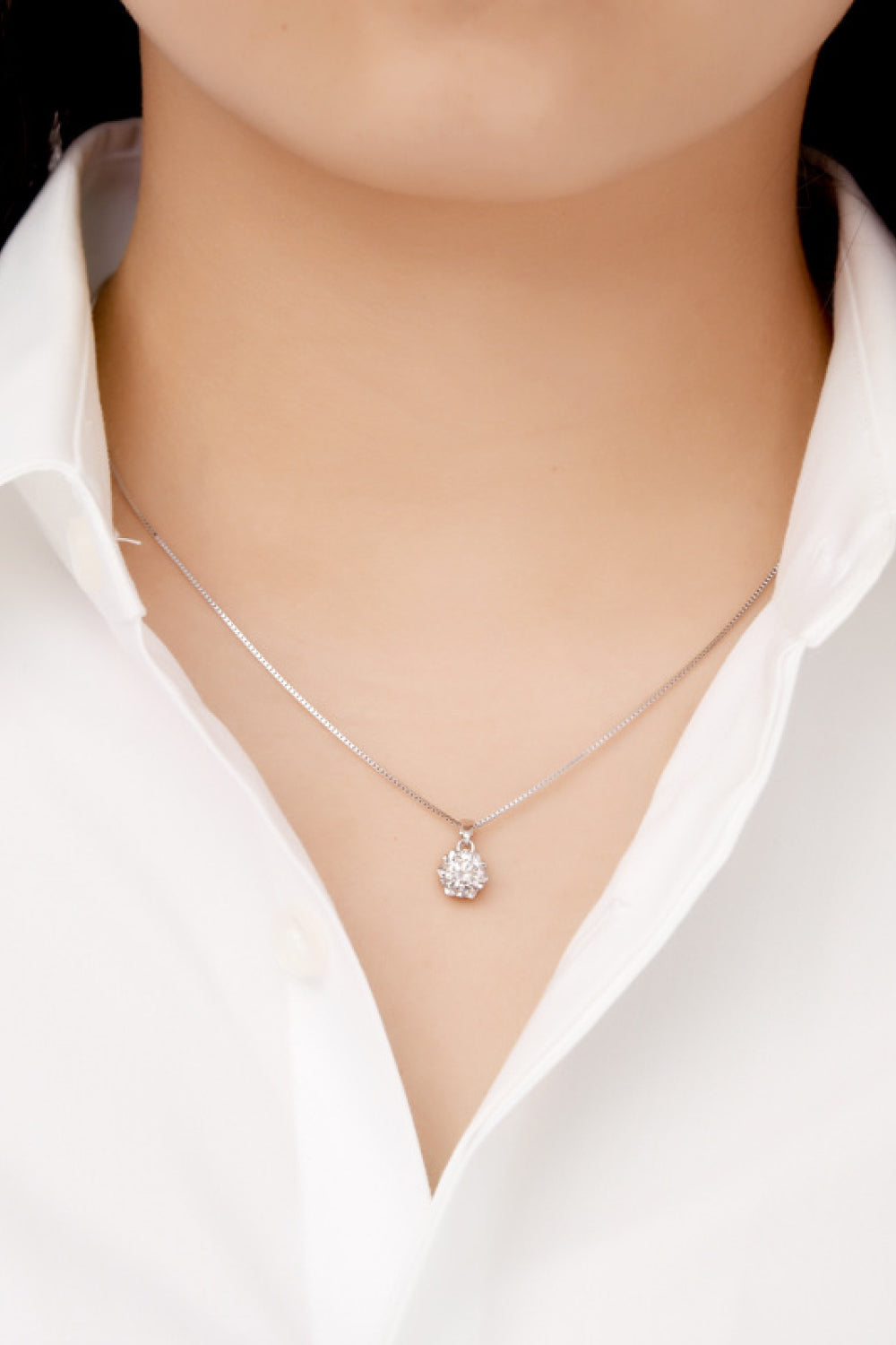 1 Carat Moissanite Pendant Platinum-Plated Necklace Print on any thing USA/STOD clothes