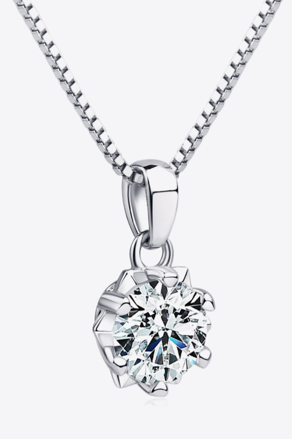 1 Carat Moissanite Pendant Platinum-Plated Necklace Print on any thing USA/STOD clothes