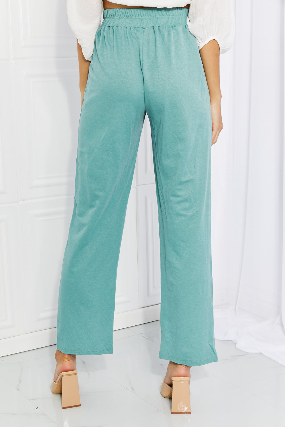 Blumin Apparel Take Me Away Full Size Straight Leg Pants in Seafoam Print on any thing USA/STOD clothes